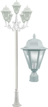 Dabmar GM1305-LED9-W - DANIELLA POST FIVE LIGHT FIX W/ CLEAR GLASS 5 X LED 9W