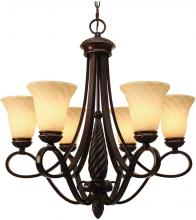 Golden 8106-6 CDB - Torbellino 6 Light Chandelier in Cordoban Bronze with Remolino Glass