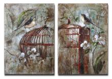 Uttermost 34226 - Uttermost Birds In A Cage Canvas Art Set/2